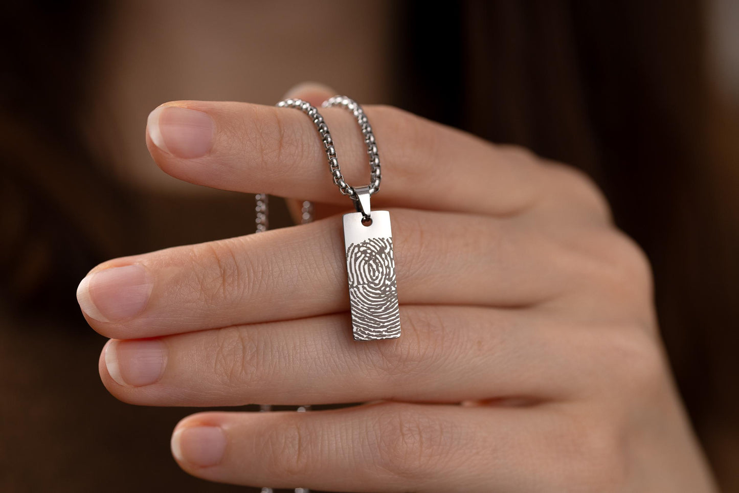 Fingerprint Memorial Necklace for Men or Women, Keepsake Pendant for Him or Her, Grief Gift, Loss of Mother or Father, Dad or Mom, KP.2/C.2