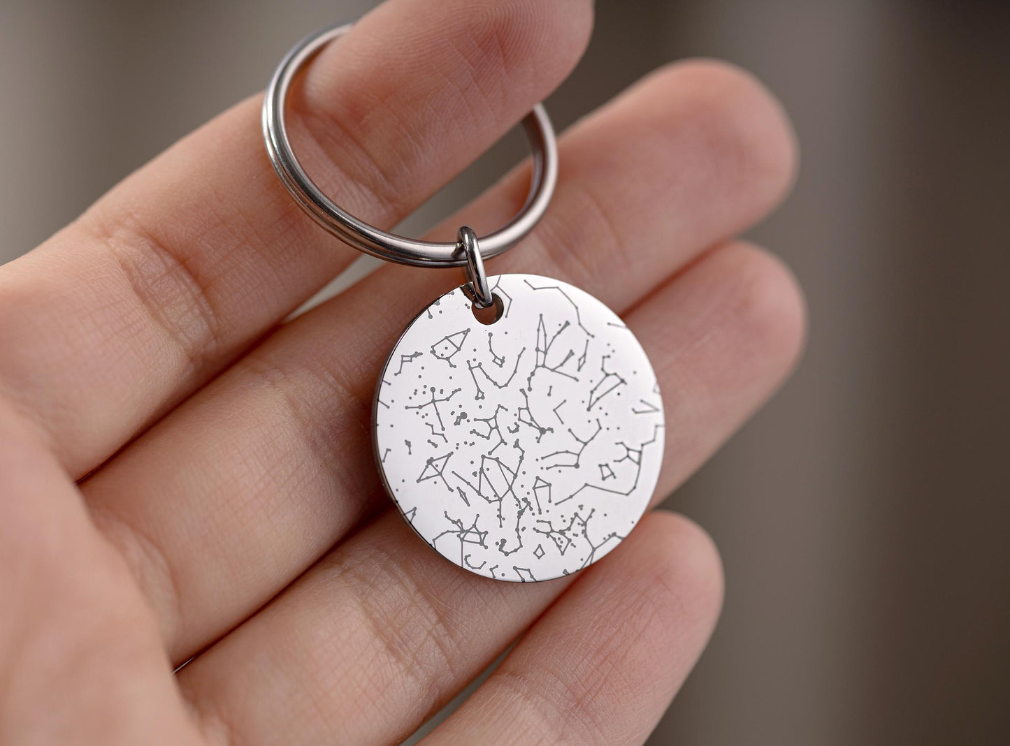 Custom Star Map Keychain, Engraved Personalized Night Sky Keyring for Him or Her, Star Map by Date, Birthday Gift for Men or Women, RP.2