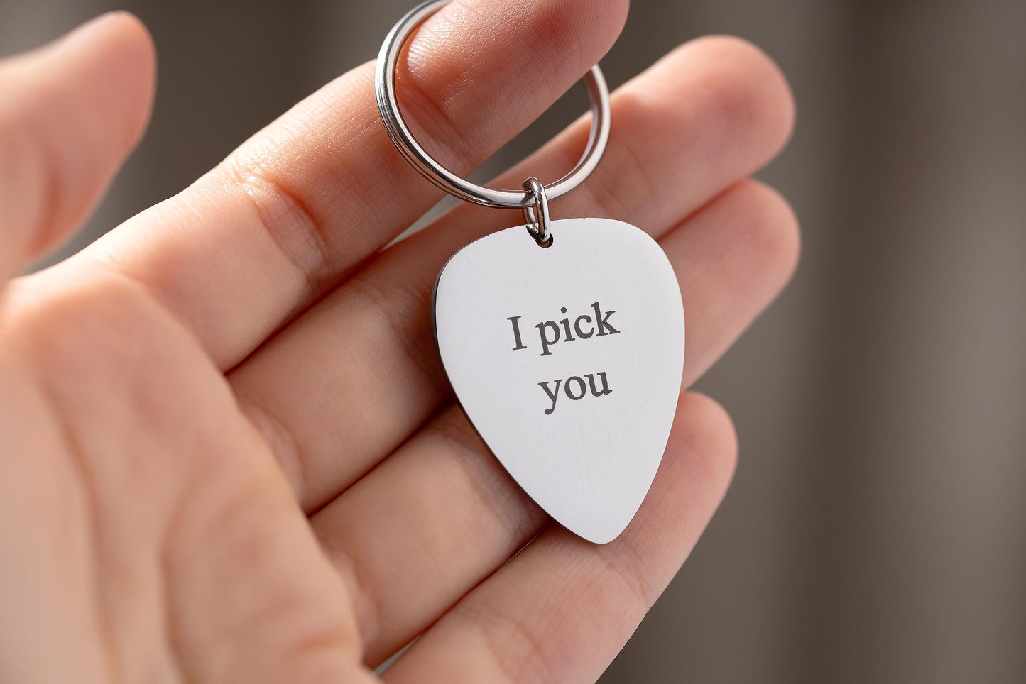 Guitar Pick Keychain, Personalized Gift For Guitarist, Custom Gift For Musician, Gift For Music Lover, Men, I Will Always Pick You, C.2