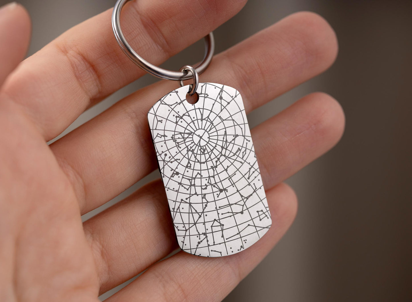 Custom Star Map Keychain, Engraved Personalized Night Sky Keyring, Star Map by Date, Birthday Gift for Men, Him, Father, Boyfriend Gift RP.2