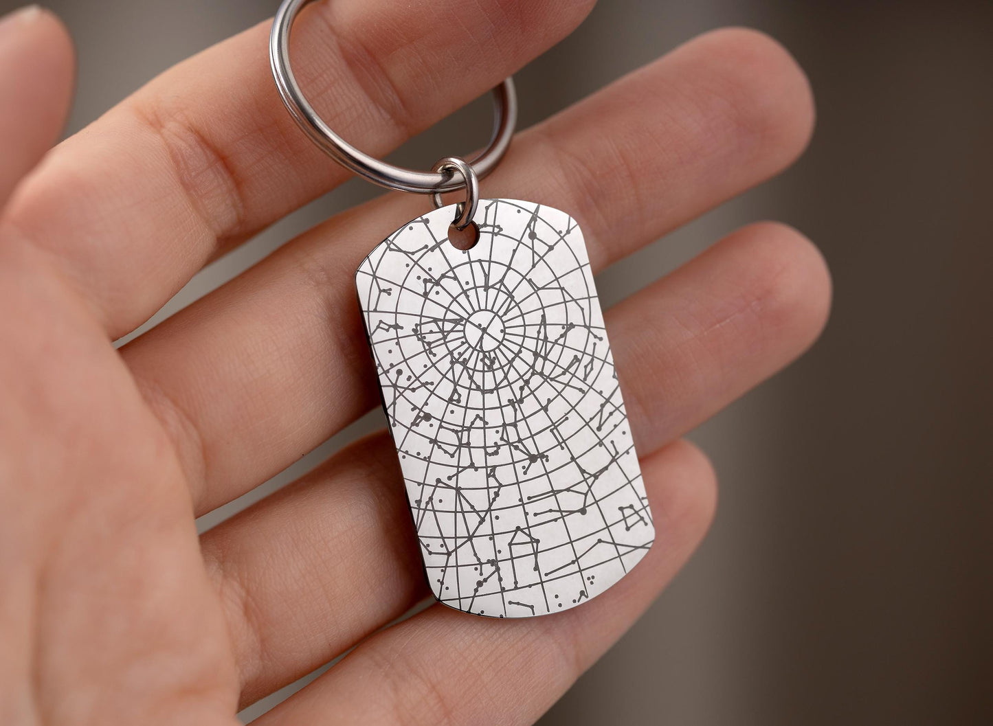 Custom Star Map by Date Keychain, Engraved Personalized Keyring, Birthday Gift for Men, Him, Father, Dad, Husband, Fiancée, Boyfriend, RP.2