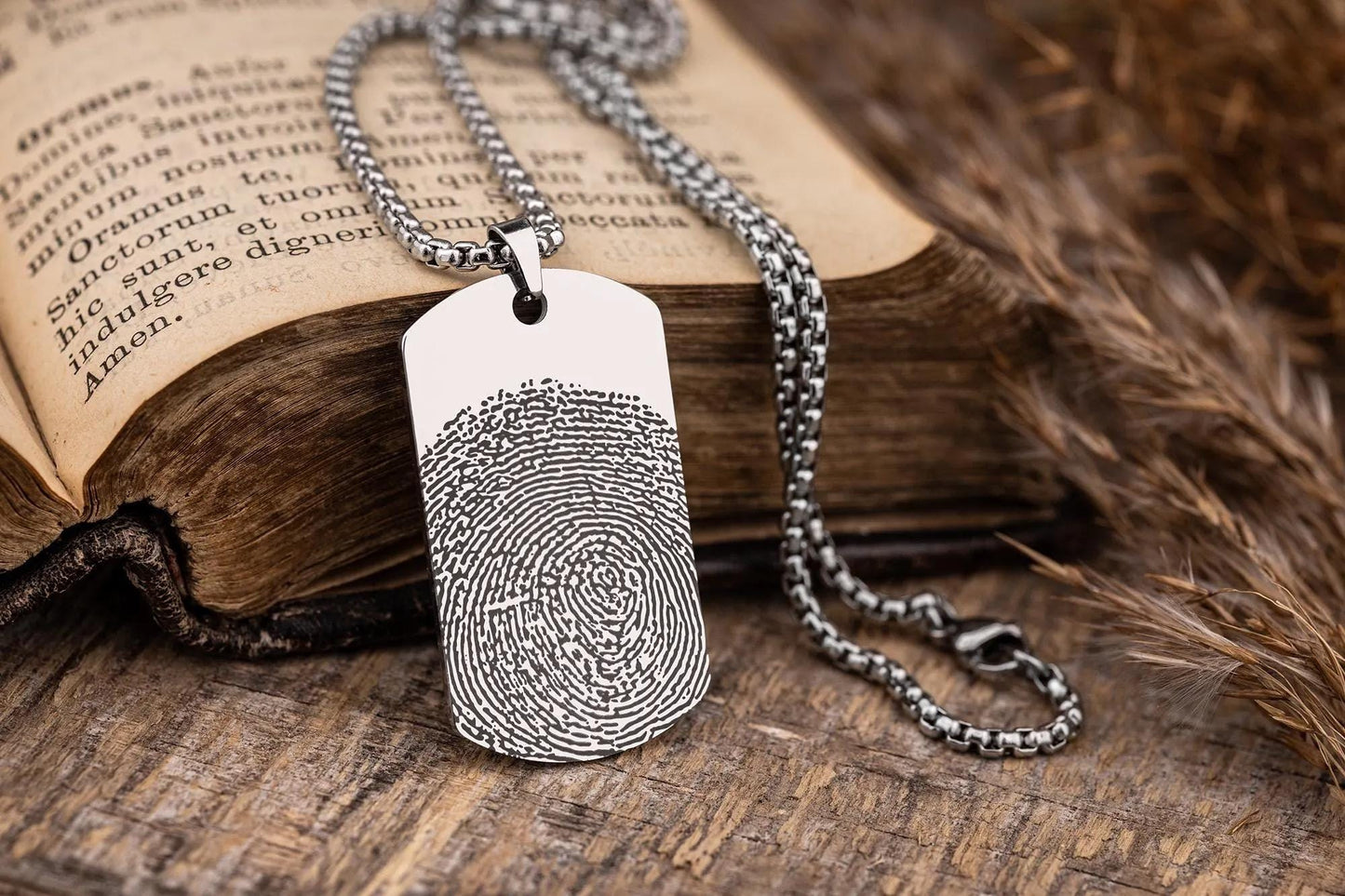 Custom Fingerprint Necklace - Keepsake Jewelry for Him - Sympathy Gift for Loss - Personalized Memorial Pendant in Gift-Ready Packaging C.2