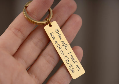 Drive Safe Keychain with Custom Name - Keyring for Couples, Boyfriend or Girlfriend, Husband, Wife, or New Driver Passing License Test, C.2