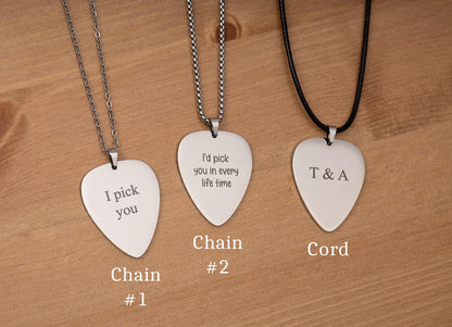 Custom Guitar Pick Necklace with Engraving - Gift For Musician or Music Lover, Personalized Gift for Boyfriend or Girlfriend, KP.2/C.2