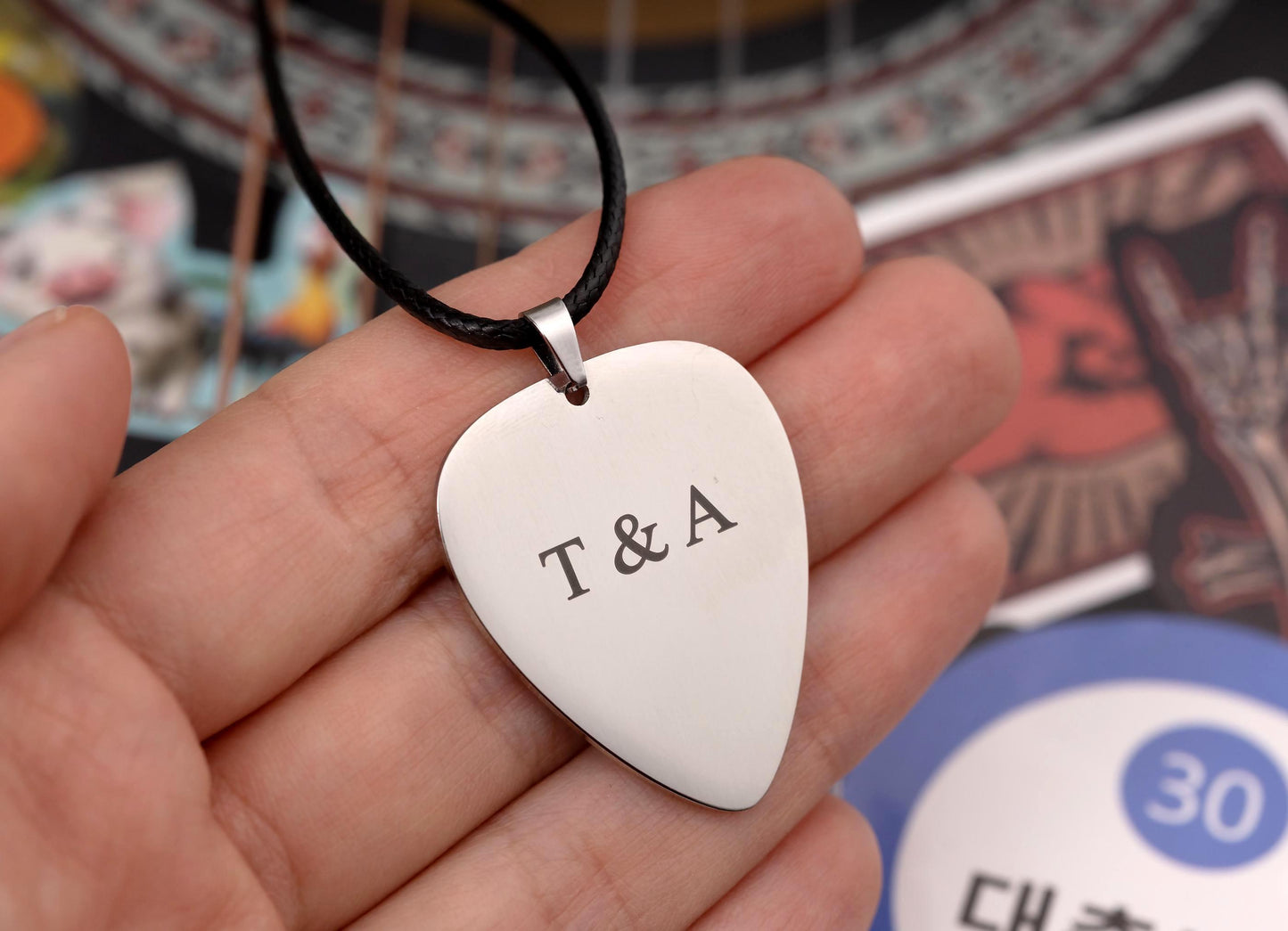 Personalized Guitar Pick Necklace with Custom Words - Gift For Musician or Music Lover Gift, Gift for Boyfriend or Girlfriend, KP.2/C.2