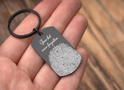 Mom Memorial Gift Keychain with Fingerprint and Handwriting, Sympathy Keepsake Gift, Engraved Custom Keyring, Personalized Grief Gift, C.2