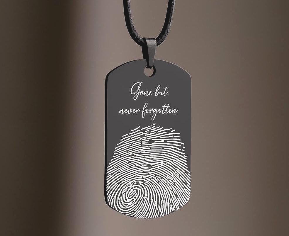Memorial Jewelry with Fingerprint, Personalized Keepsake Necklace for Men or Women, Loss of Father or Mother Grief Gift for Him or Her, C.2