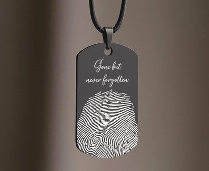 Memorial Jewelry with Fingerprint, Personalized Keepsake Necklace for Men or Women, Loss of Father or Mother Grief Gift for Him or Her, C.2