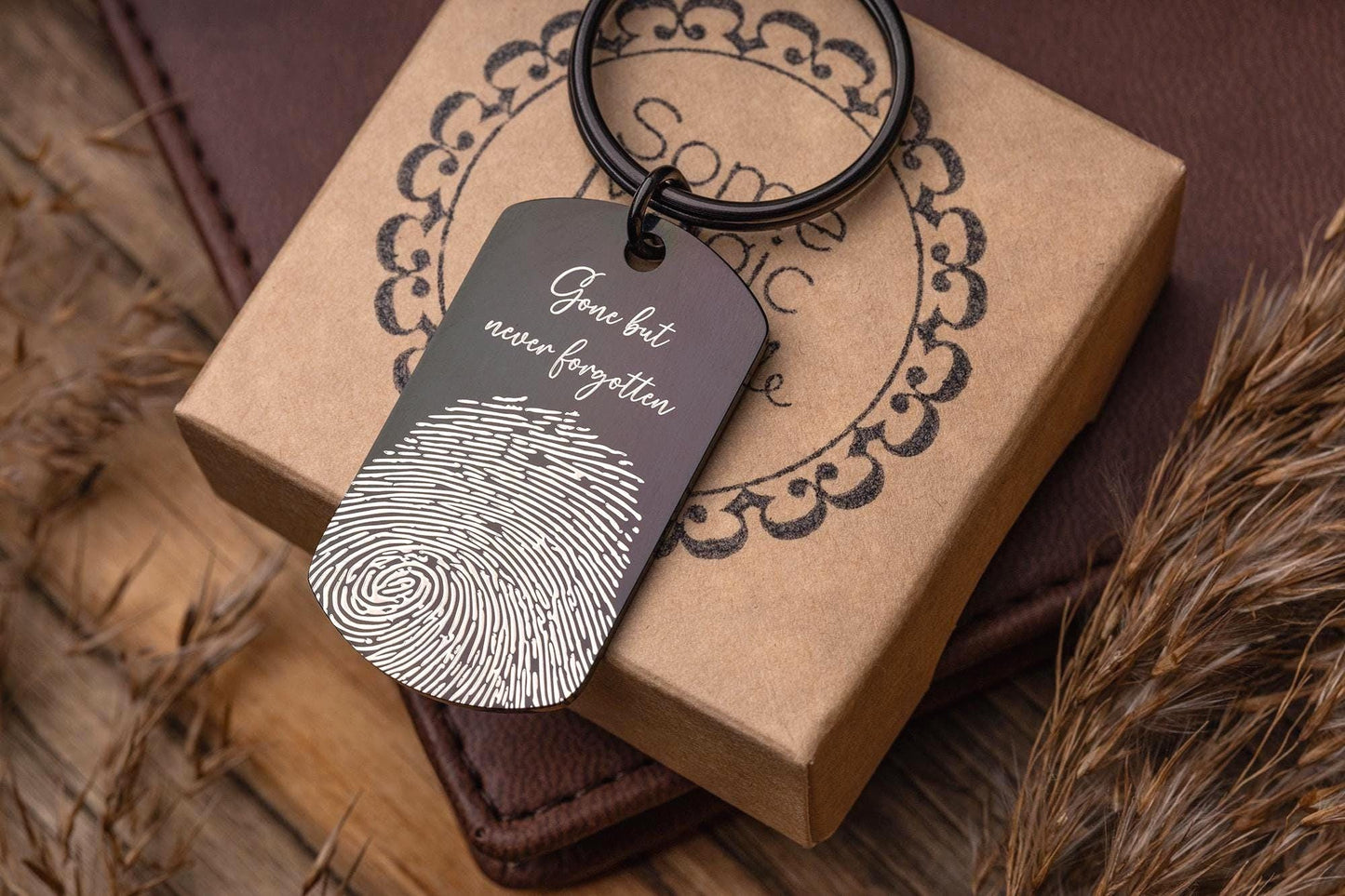 Fingerprint Keepsake Keychain with Handwriting, Fathers Day Keepsake, Custom Memorial Gift, Loss of Father or Mother Personalized Gift, C.2