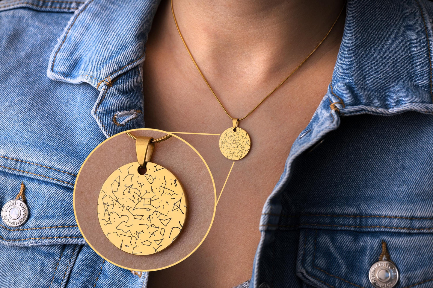 Custom Star Map by Date Necklace, Personalized Engraved Star Map Pendant, Birthday Gift for Women, Gift for Wife, Gold Anniversary Gift RP.2