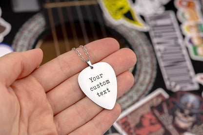 Guitar Pick Necklace with Custom Text or Favorite Song Lyrics - Personalized Gift for Musician, Boyfriend or Girlfriend, KP.2/C.2