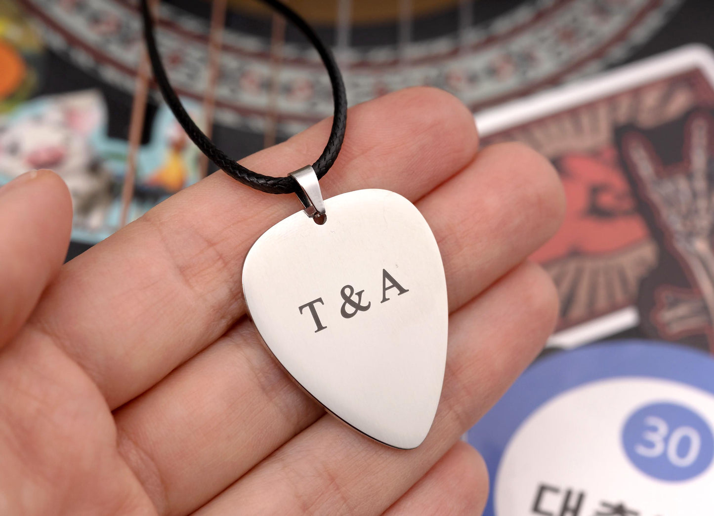Personalized Song Lyrics Custom Engraved on Guitar Pick Necklace for Boyfriend or Girlfriend, Gift for Musician or Music Lover Gif, KP.2/C.2