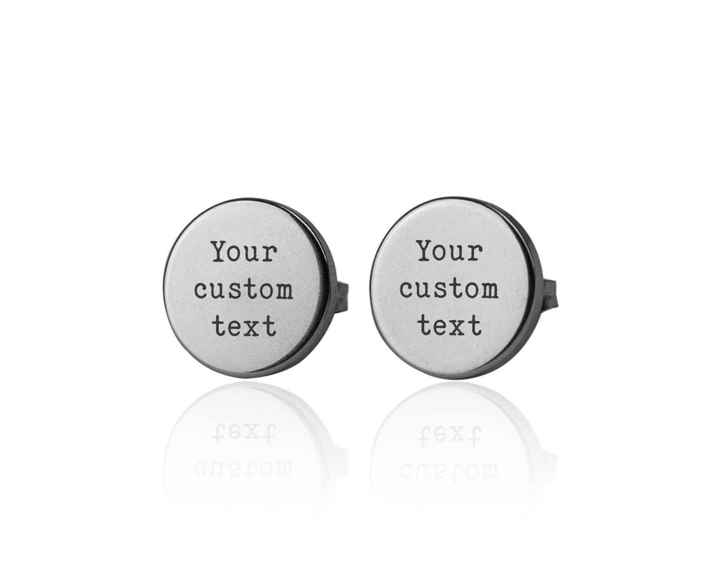 Custom Text Stud Earrings, Personalized Custom Words Studs, Laser Engraved Jewelry for Him or Her, Birthday Gift for Women or Men, AU.2