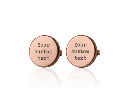 Personalized Stud Earrings, Silver Studs with Custom Text, Laser Engraved Jewelry for Him or Her, Boyfriend or Girlfriend Birthday Gift AU.2