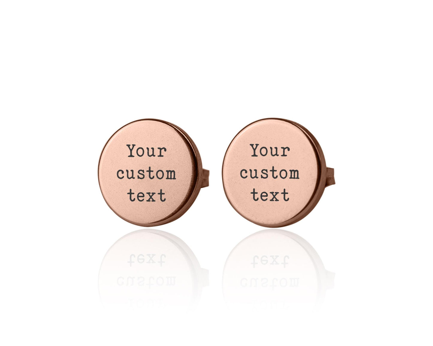 Studs with Custom Text, Personalized Stud Earrings for Him or Her, Laser Engraved Jewelry for Women or Men, Girlfriend Birthday Gift, AU.2