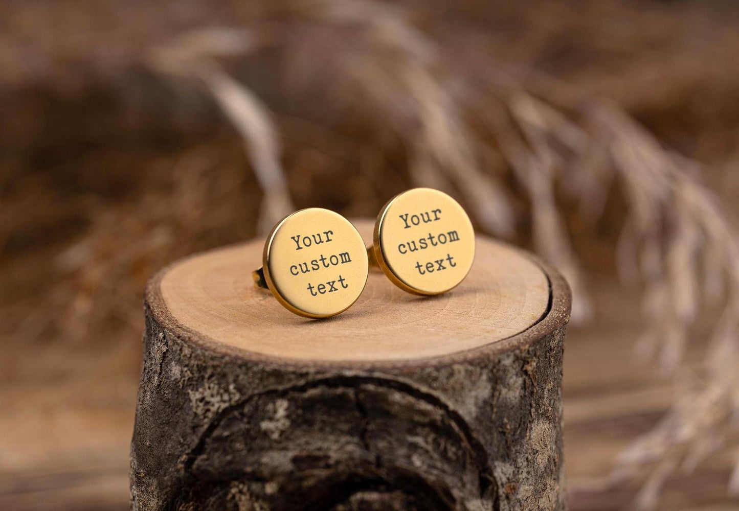 Custom Text Stud Earrings, Personalized Custom Words Studs, Laser Engraved Jewelry for Him or Her, Birthday Gift for Women or Men, AU.2