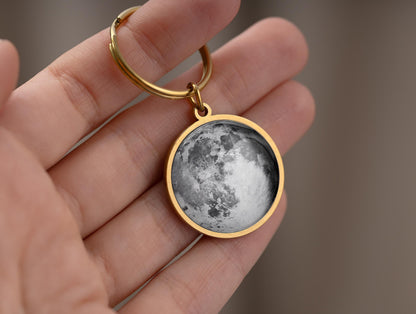 Gold Moon Phase Keychain, Personalized Gift for Him or Her, Christmas Gift for Wife or Girlfriend, Custom Birthday Gift for Daughter, RP.1