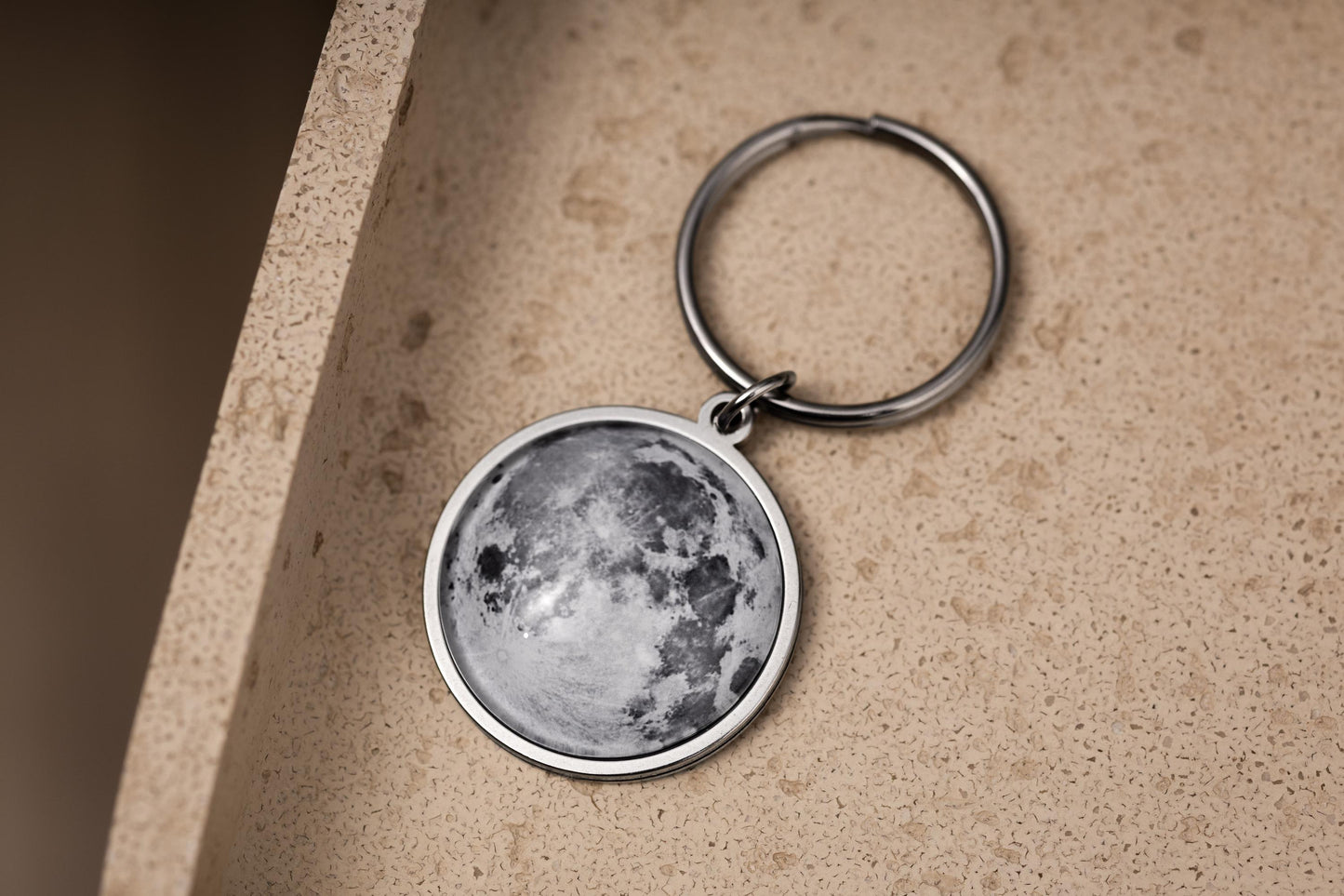 Silver Moon Phase Keychain, Personalized Gift for Him or Her, Christmas Gift for Boyfriend or Girlfriend, Custom Birthday Gift for Mom, RP.1