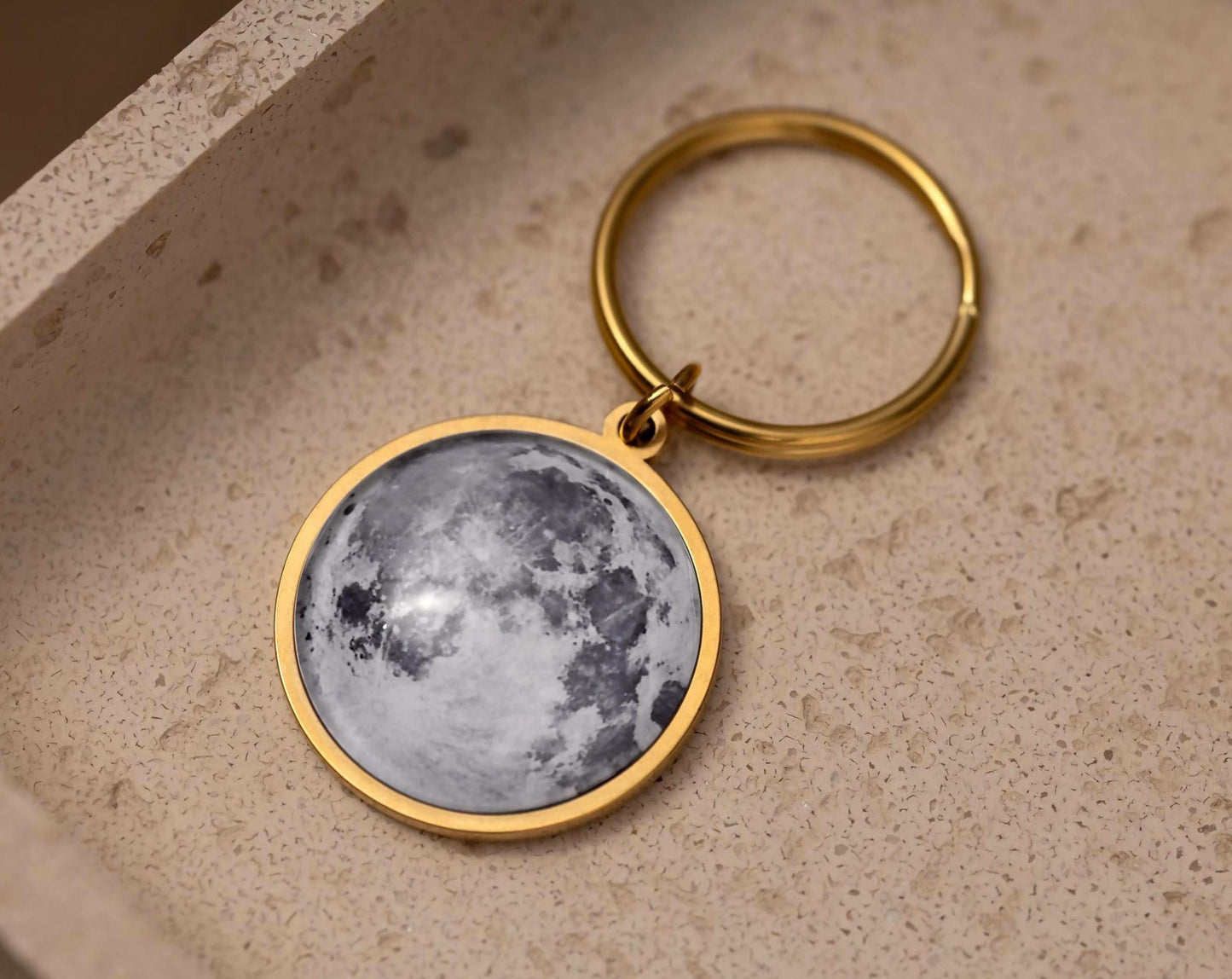 Gold Moon Phase Keychain, Personalized Gift for Him or Her, Christmas Gift for Wife or Girlfriend, Custom Birthday Gift for Daughter, RP.1