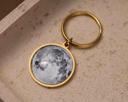 Gold Moon Phase Keychain, Personalized Gift for Him or Her, Christmas Gift for Wife or Girlfriend, Custom Birthday Gift for Daughter, RP.1