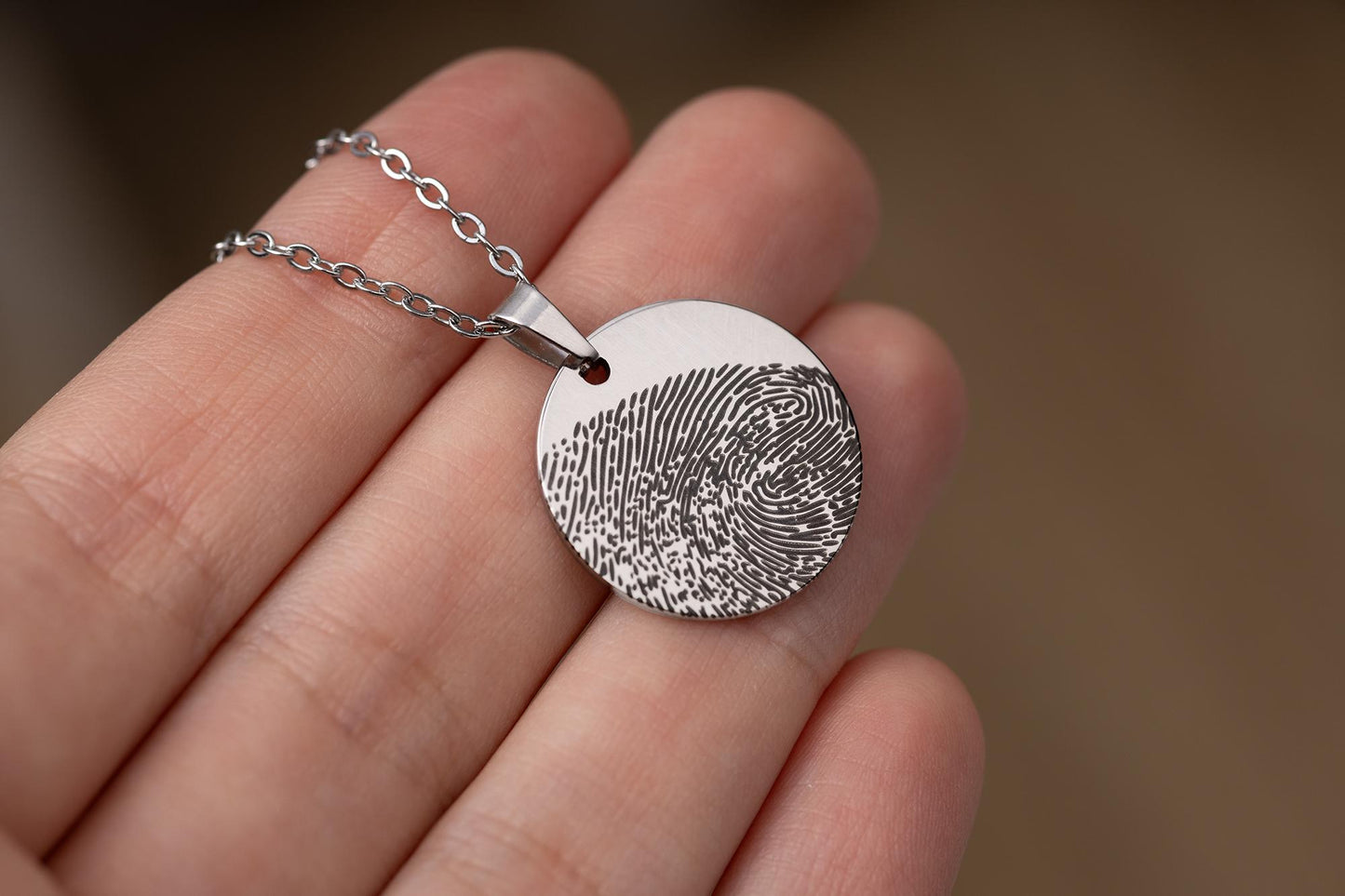 Fingerprint Necklace with Custom Text or Handwriting, Loss of Mother Memorial Jewelry, Personalized Bereavement Sympathy Grief Gift, KP.2