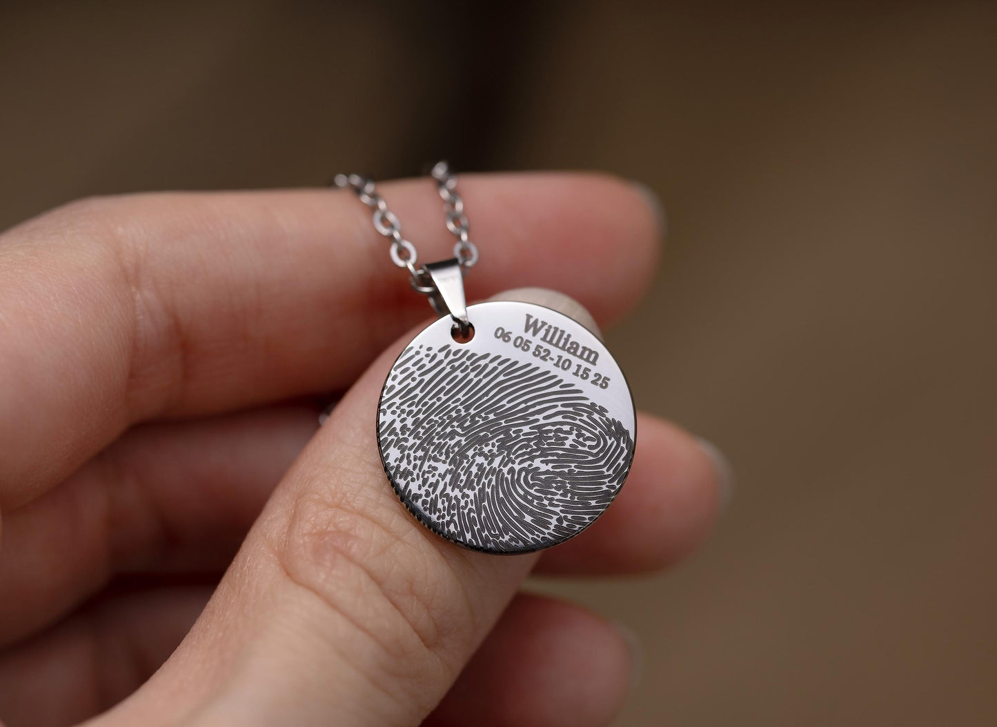Fingerprint Necklace with Custom Text or Handwriting, Loss of Mother Memorial Jewelry, Personalized Bereavement Sympathy Grief Gift, KP.2
