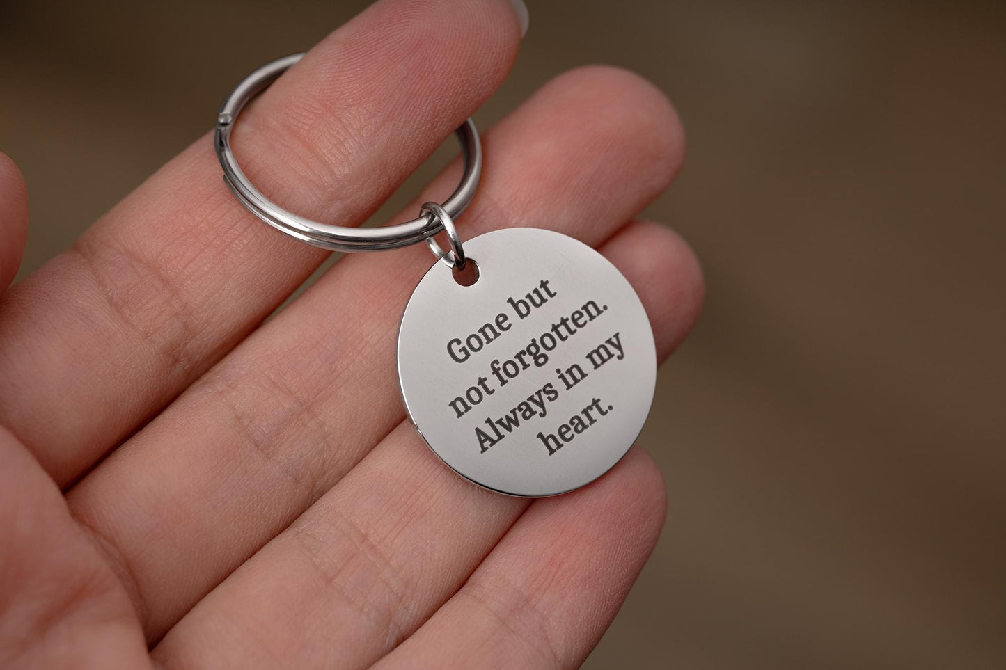 Fingerprint Keychain with Custom Text or Handwriting, Loss of Father or Mother Memorial Gift, Personalized Bereavement Grief Gift, C.2