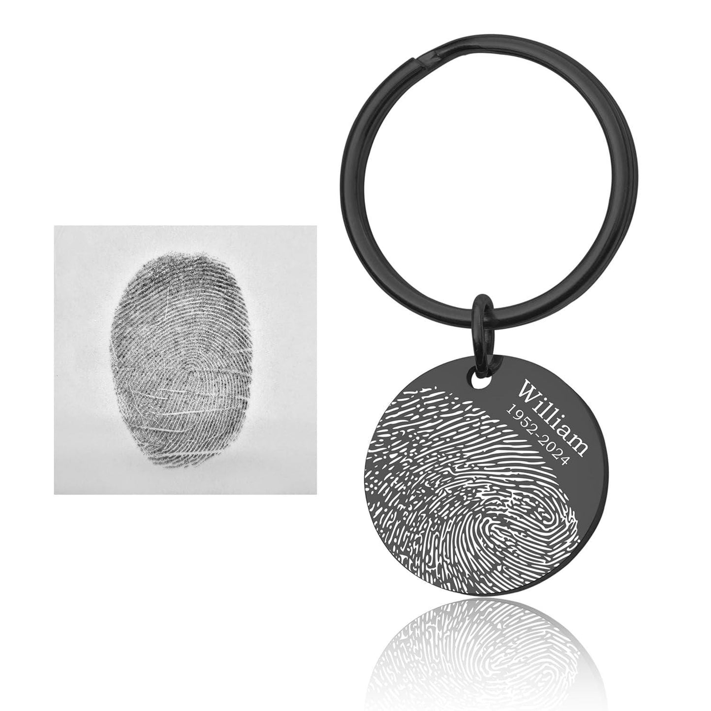 Fingerprint Keychain with Custom Text or Handwriting, Loss of Father or Mother Memorial Gift, Personalized Bereavement Grief Gift, C.2