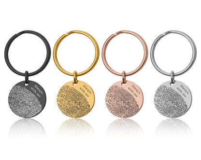 Fingerprint Keychain with Custom Text or Handwriting, Loss of Father or Mother Memorial Gift, Personalized Bereavement Grief Gift, C.2