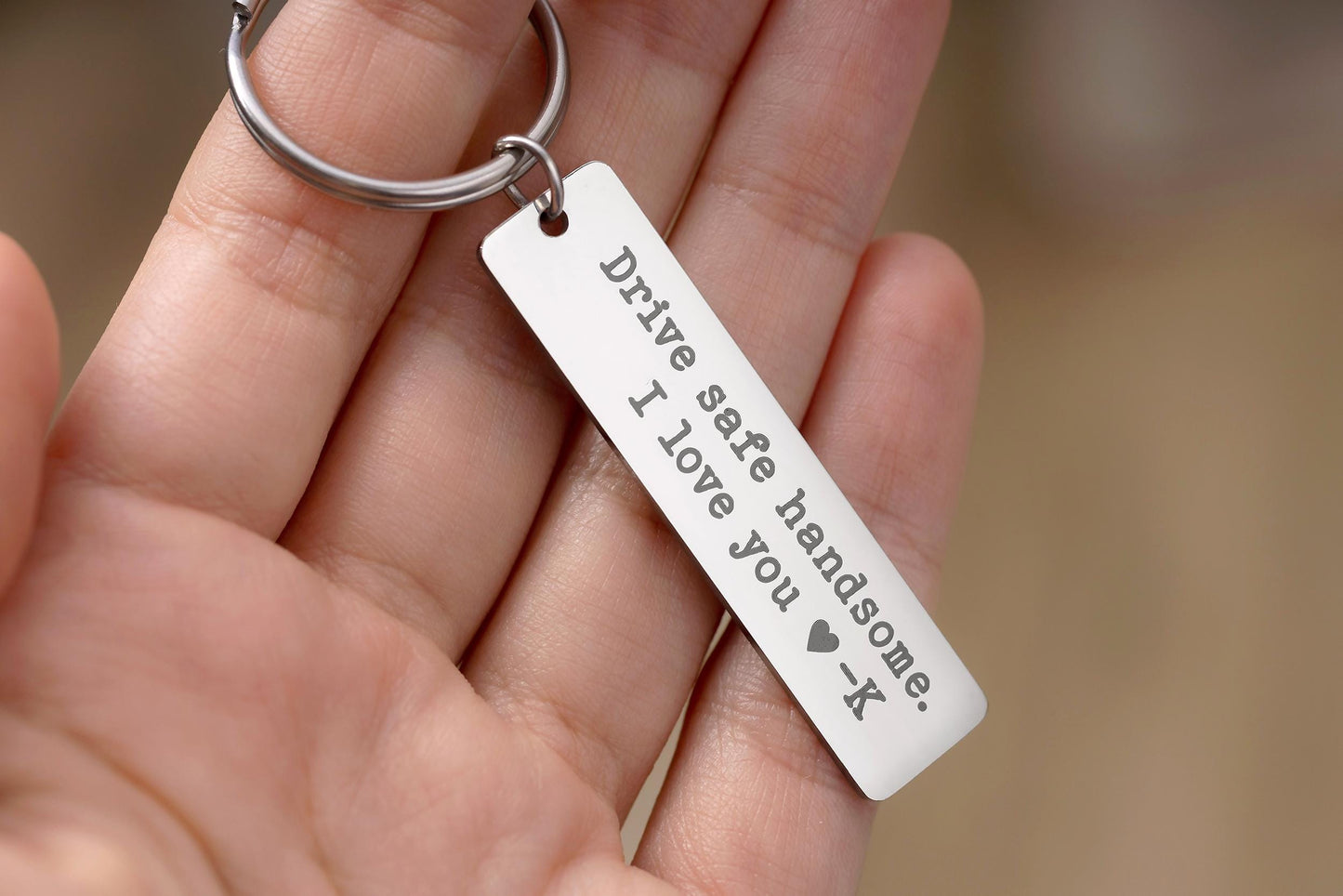 Drive Safe Handsome Keychain with Initial for Boyfriend or Husband, Gift for Passing Driving Test, Keyring for New Driver, Gift for Him, C.2