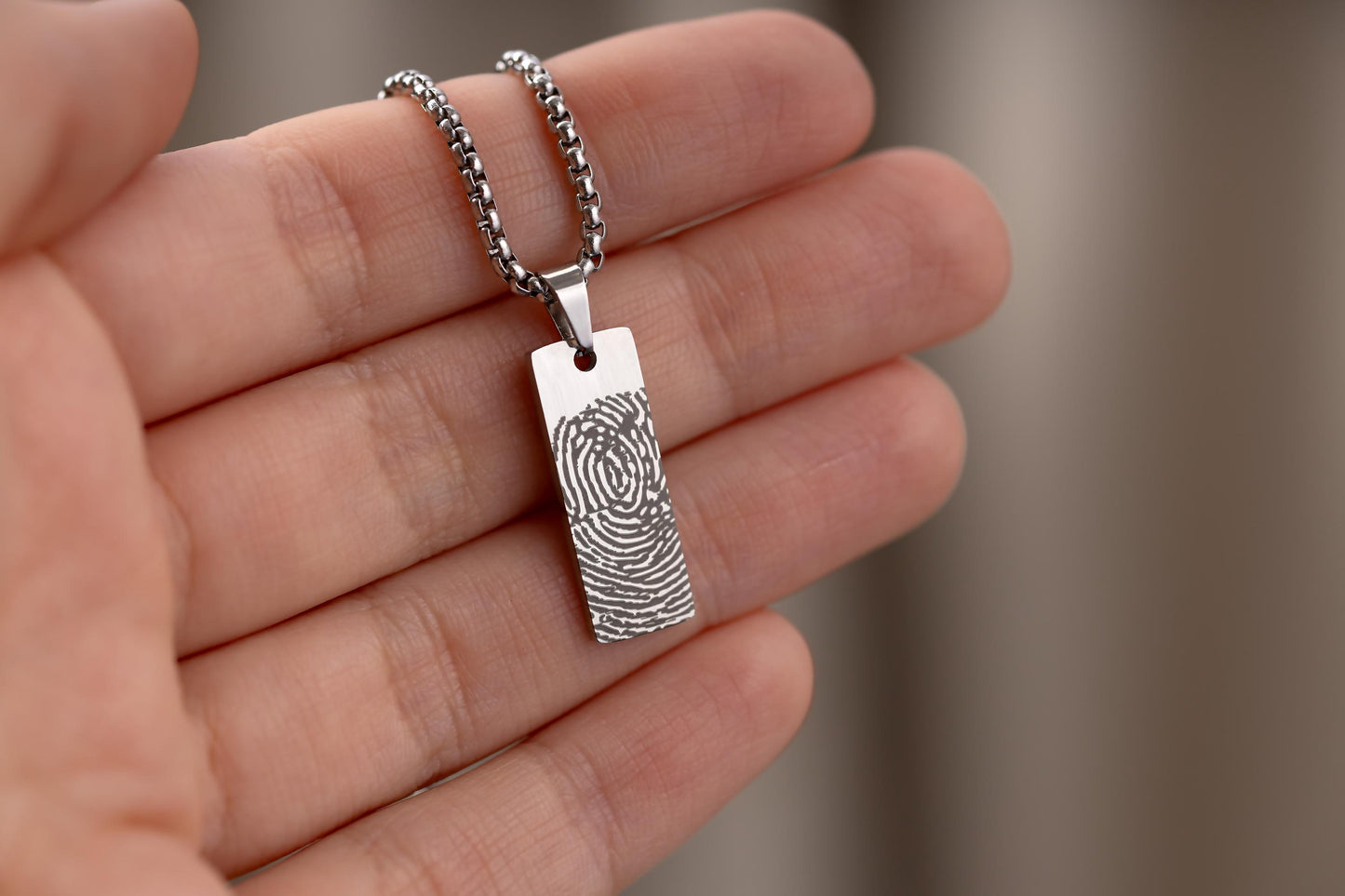 Memorial Necklace with Fingerprint, Funeral Keepsake Gift for Him, Grief Gift for Men, Loss of Mother, Father, Brother or Sister, KP.2/C.2