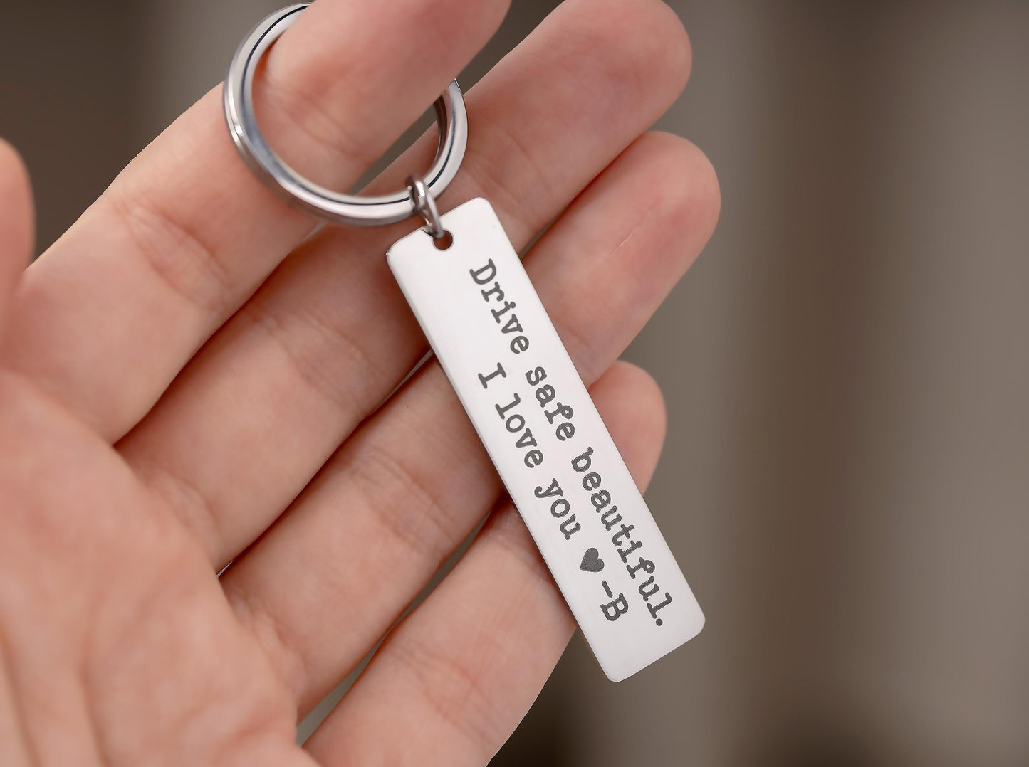 Drive Safe Beautiful Keychain with Initial for Girlfriend or Wife, Gift for Passing Driving Test, Keyring for New Driver, Gift for Women C.2