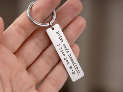 Drive Safe Beautiful Keychain with Initial for Girlfriend or Wife, Gift for Passing Driving Test, Keyring for New Driver, Gift for Women C.2