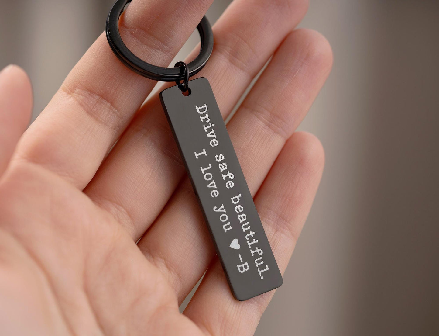 Drive Safe Beautiful Keychain with Initial for Girlfriend or Wife, Gift for Passing Driving Test, Keyring for New Driver, Gift for Women C.2