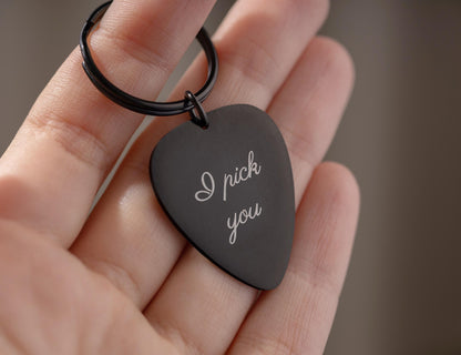 Guitar Pick Keychain, Personalized Gift For Guitarist, Custom Gift For Musician, Gift For Music Lover, Men, I Will Always Pick You, C.2