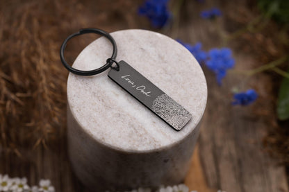 Actual Fingerprint and Handwriting Memorial Keychain, Laser Engraved Custom Signature Keyring, Personalized Grief Gift with Inscription, C.2