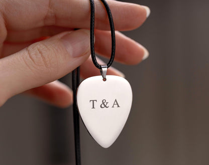 Custom Engraved Guitar Pick Necklace for Boyfriend or Girlfriend, Personalized Song Lyrics Gift for Musician or Music Lover Gift, KP.2/C.2