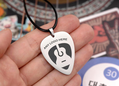 Guitar Necklace with Any Logo or Text - Song Lyrics, Band Name, Custom Words - Personalized Gift for Boyfriend, Girlfriend, KP.2/C.2