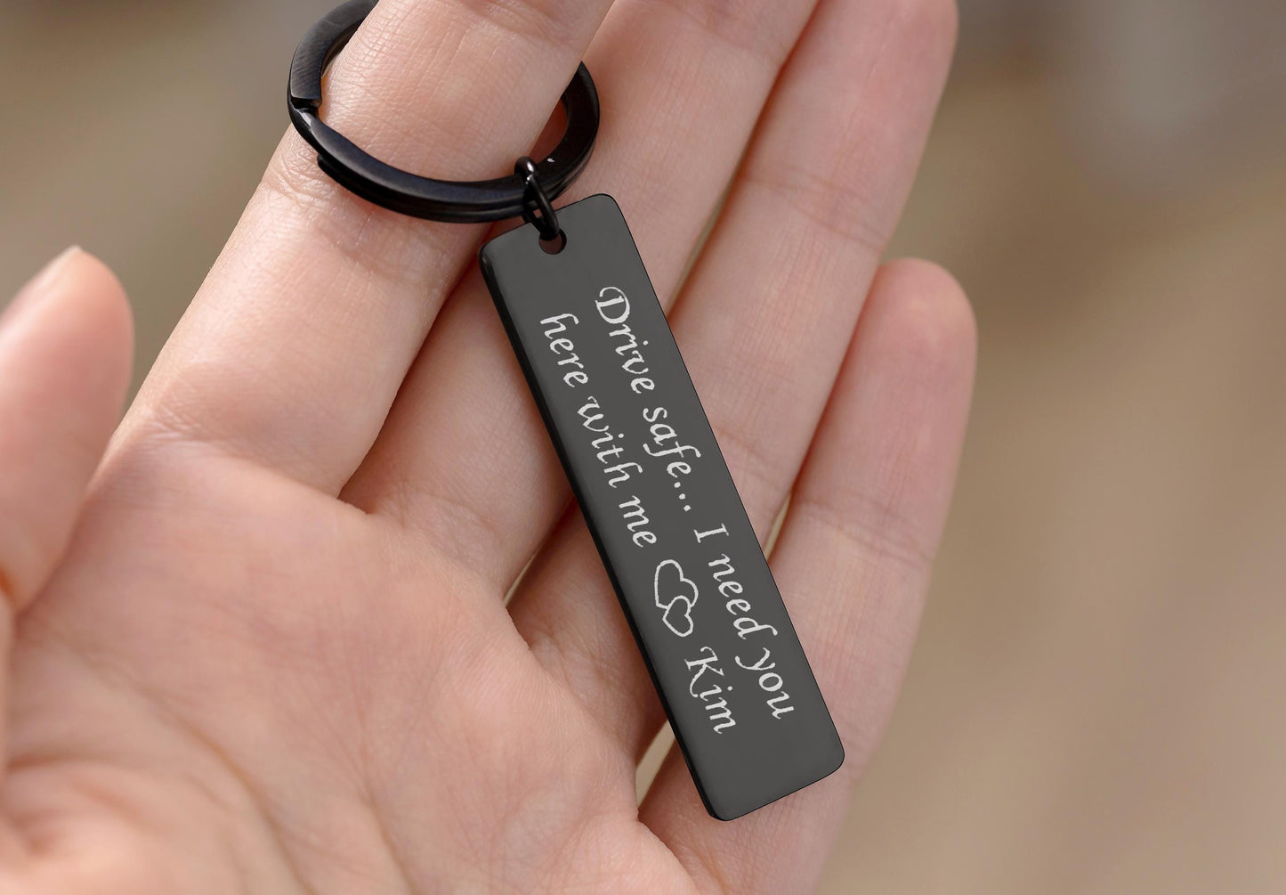 Drive Safe Keychain with Custom Name - Keyring for Couples, Boyfriend or Girlfriend, Husband, Wife, or New Driver Passing License Test, C.2
