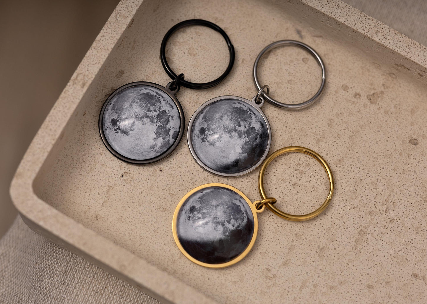 Gold Moon Phase Keychain, Personalized Gift for Him or Her, Christmas Gift for Wife or Girlfriend, Custom Birthday Gift for Daughter, RP.1