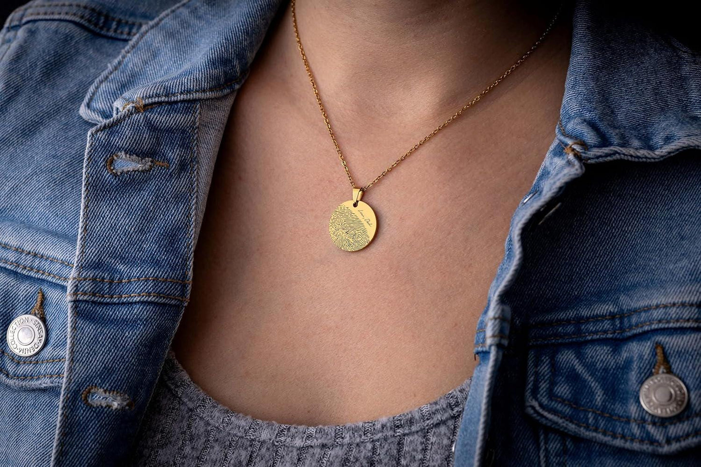 Fingerprint Necklace with Custom Text or Handwriting, Loss of Mother Memorial Jewelry, Personalized Bereavement Sympathy Grief Gift, KP.2