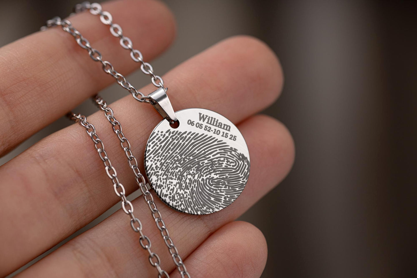 Fingerprint Necklace with Custom Text or Handwriting, Loss of Mother Memorial Jewelry, Personalized Bereavement Sympathy Grief Gift, KP.2