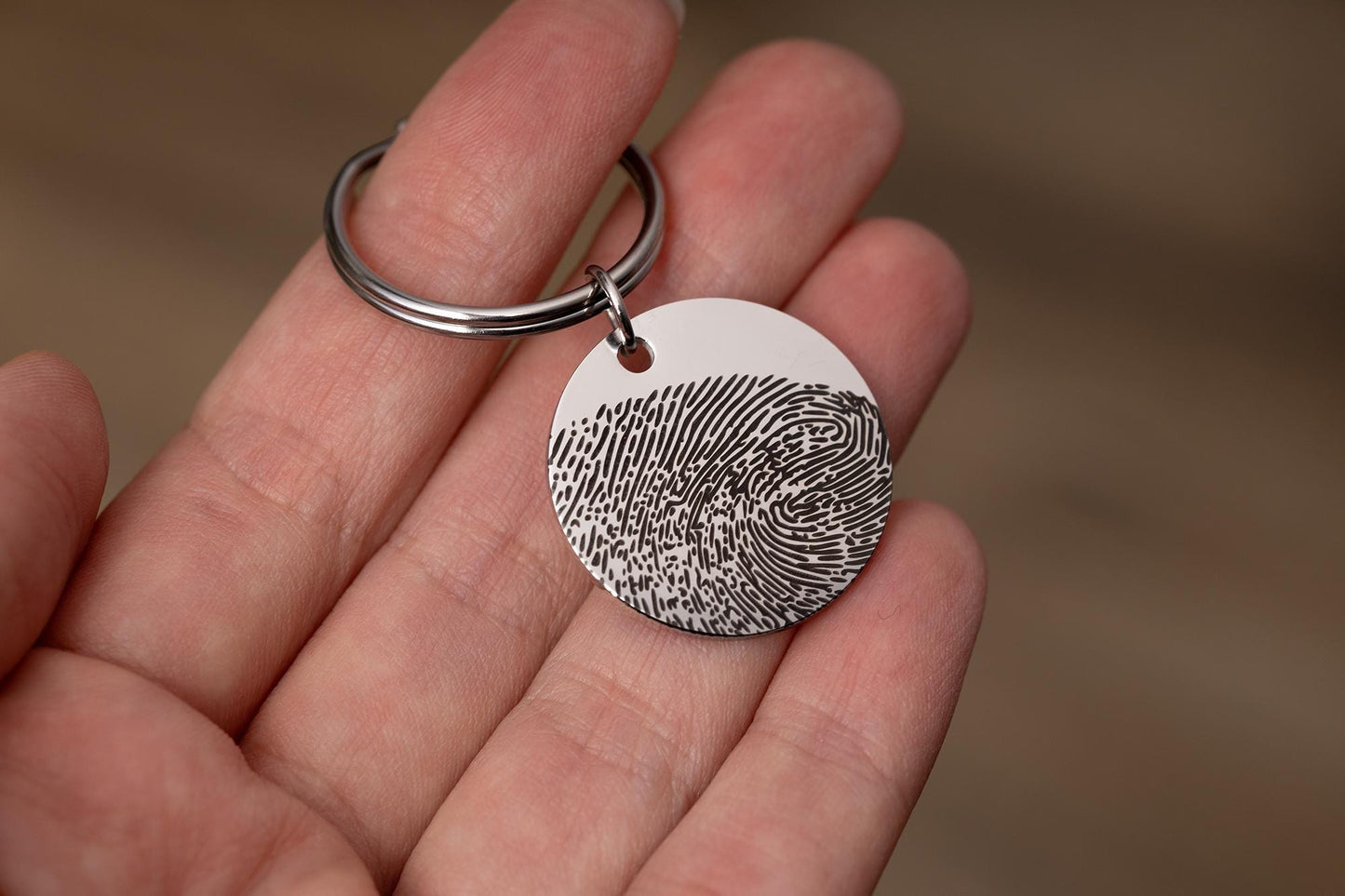 Fingerprint Keychain with Custom Text or Handwriting, Loss of Father or Mother Memorial Gift, Personalized Bereavement Grief Gift, C.2