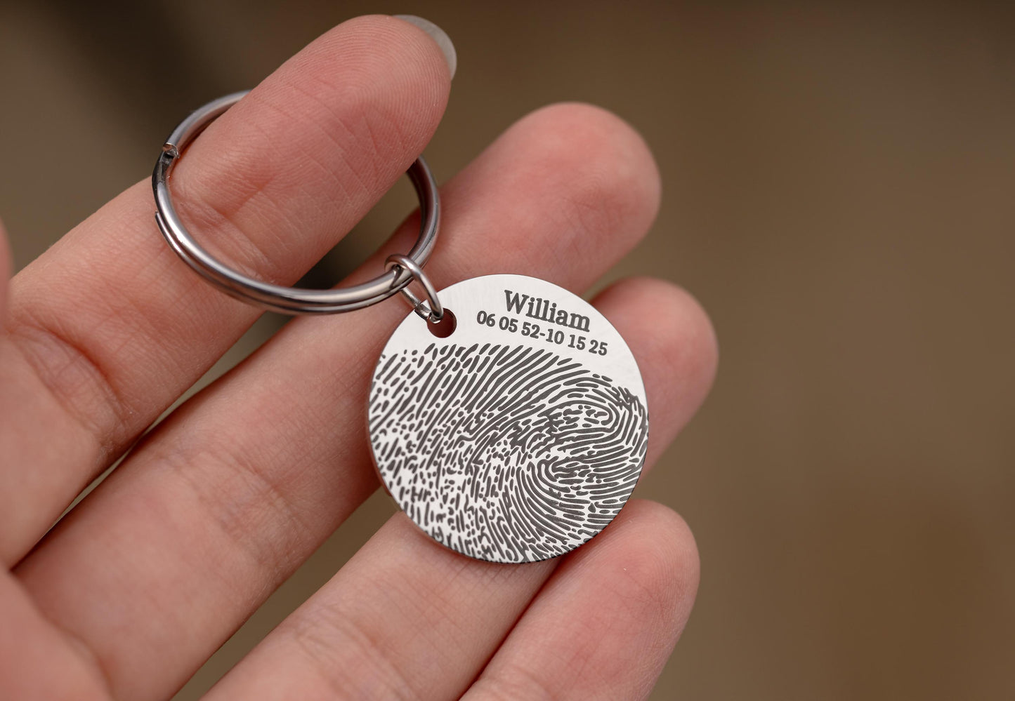Fingerprint Keychain with Custom Text or Handwriting, Loss of Father or Mother Memorial Gift, Personalized Bereavement Grief Gift, C.2