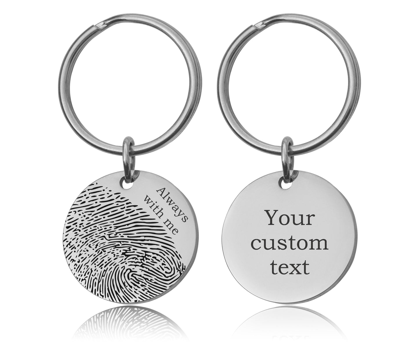 Fingerprint Keychain with Custom Text or Handwriting, Loss of Father or Mother Memorial Gift, Personalized Bereavement Grief Gift, C.2
