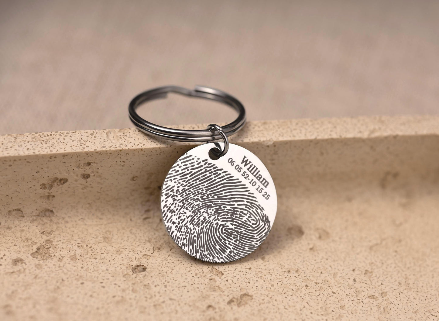 Fingerprint Keychain with Custom Text or Handwriting, Loss of Father or Mother Memorial Gift, Personalized Bereavement Grief Gift, C.2