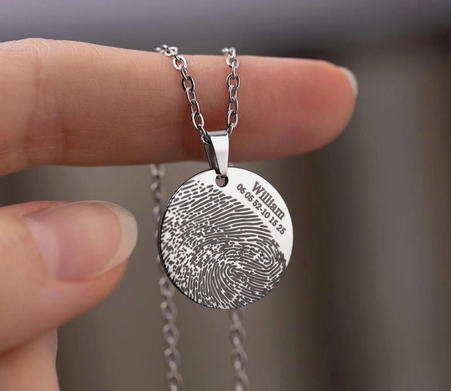 Fingerprint Necklace with Custom Text or Handwriting, Loss of Mother Memorial Jewelry, Personalized Bereavement Sympathy Grief Gift, KP.2