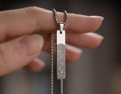 Bereavement Gift with Fingerprint and Handwriting, Personalized Memorial Necklace Keepsake Gift for Him or Her, Loss of Father or Mother C.2