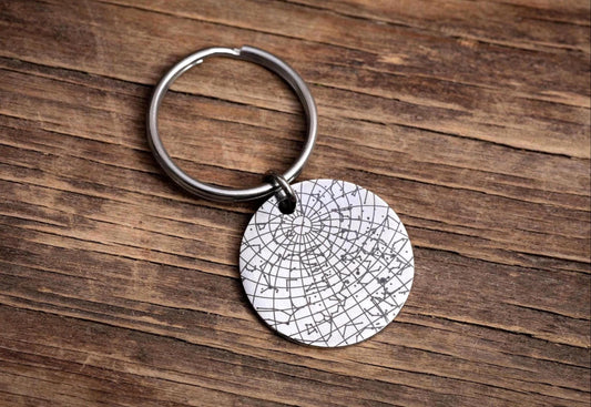 Custom Star Map Keychain for Men, Personalized Birthday or Anniversary Gift for Boyfriend or Husband, Stars by Date Keyring for Him, RP.2