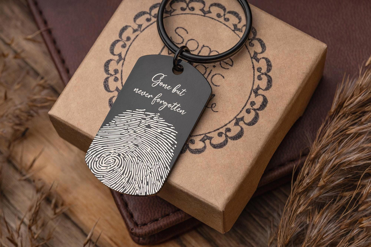Actual Fingerprint & Handwriting Keychain - Personalized Memorial Gift, Custom Bereavement Gift, Comfort, Support and Remembrance Gift, C.2